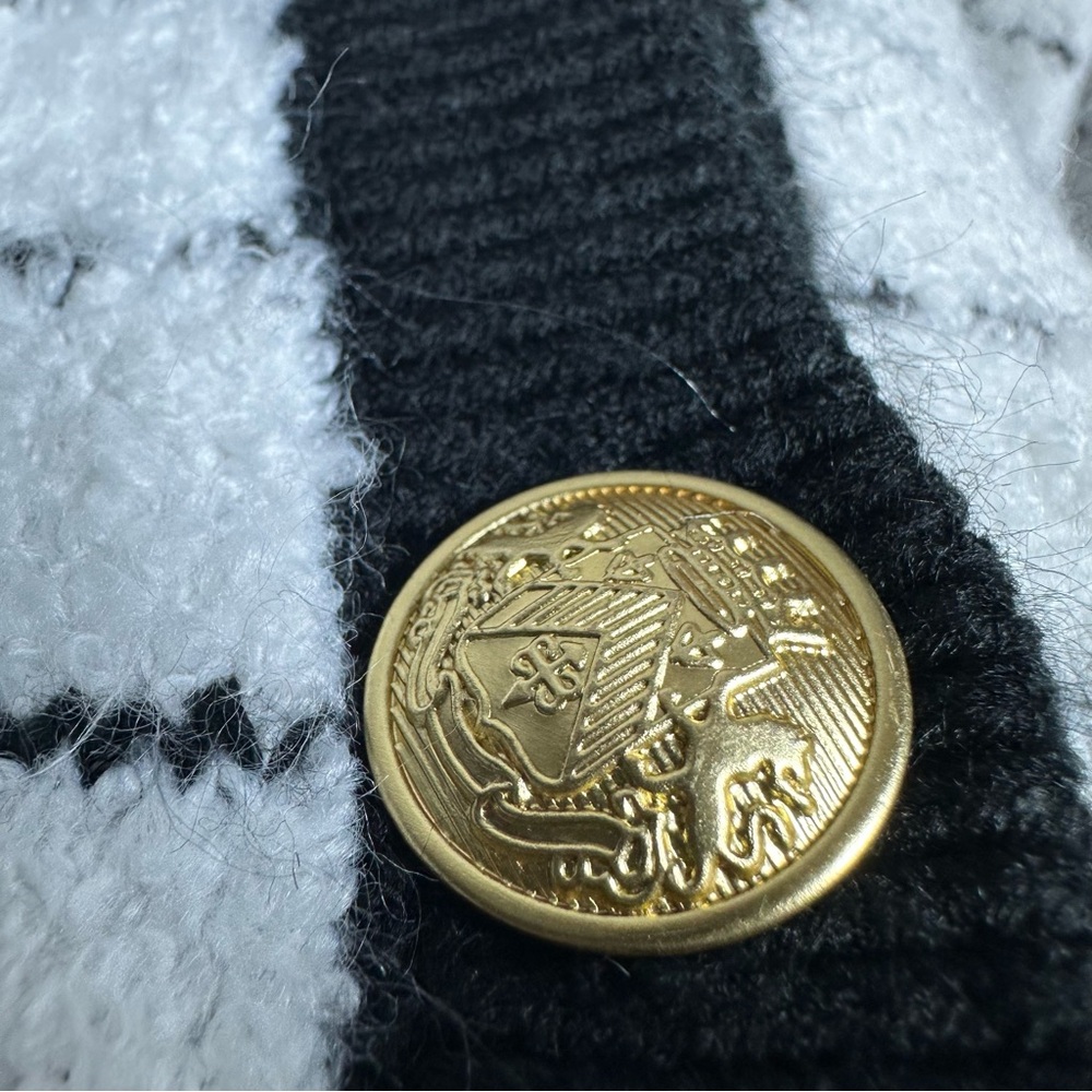 Marled Black and White Grid Pattern Blazer - Picture 6 of 15